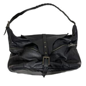 Jas‎ M.B London Black Leather Bag Large Shoulder Bag Riri Zippers
